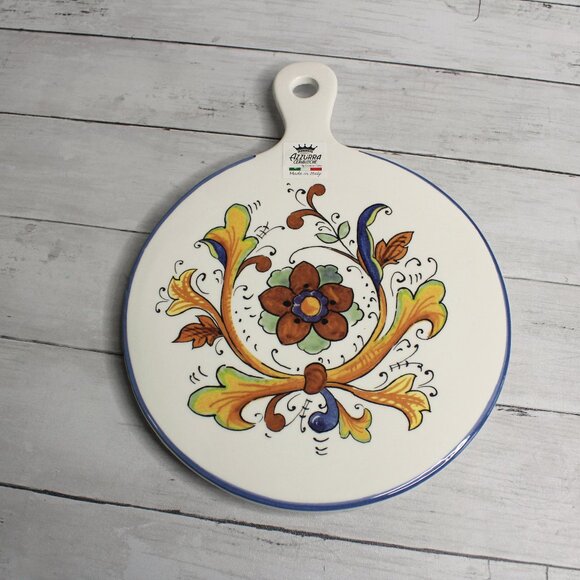 Azzurra Ceramiche Trivet Cheese Board Ceramic Made in Italy Ceramica Cuore - Picture 2 of 4